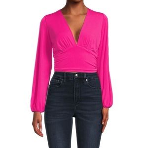 Long Sleeve Plunge Crop Top